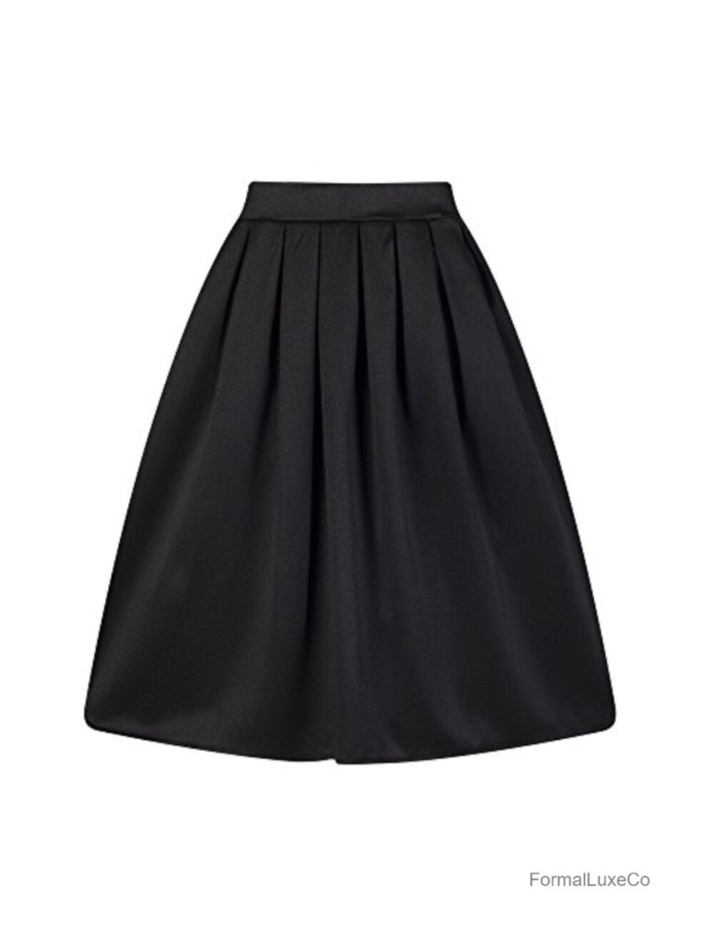 Pleated A-Line Vintage Skirt Cotton Blend High Rise with Pockets